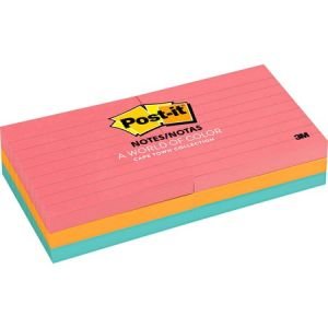 Post-it Notes, 3 in x 3 in, Cape Town Color Collection, Lined