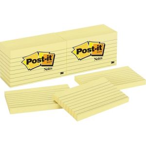 Post-it Notes, 3 in x 5 in, Canary Yellow, Lined