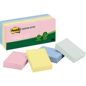 Post-it Greener Notes, 1.5 in x 2 in, Helsinki Color Collection