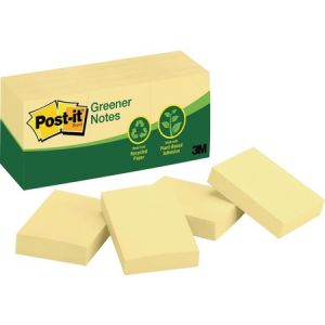 Post-it Greener Notes, 1.5 in x 2 in, Canary Yellow