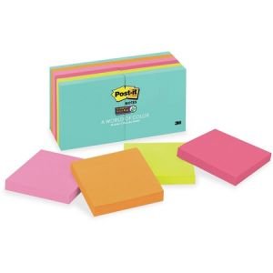 Post-it Super Sticky Notes, 3" x 3", Miami Collection