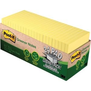 Post-it Greener Notes Cabinet Pack, 3 in x 3 in, Canary Yellow