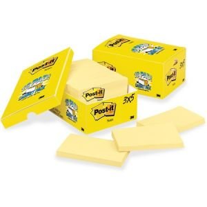 Post-it Super Sticky Notes, 3" x 5" Canary Yellow Cabinet Pack