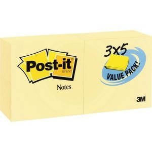 Post-it Super Sticky Notes Value Pack, 3" x 5" Canary Yellow