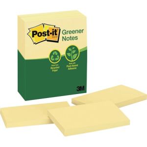 Post-it Greener Notes, 3 in x 5 in, Canary Yellow