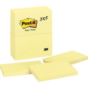 Post-it Notes, 3 in x 5 in, Canary Yellow