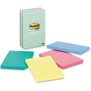 Post-it Notes, 4 in x 6 in, Marseille Color Collection, Lined