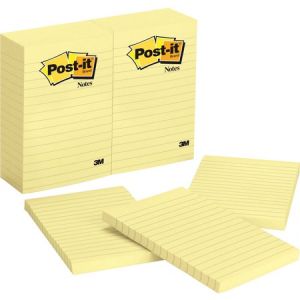 Post-it Notes, 4 in x 6 in, Canary Yellow, Lined