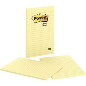Post-it Notes, 5 in x 8 in, Canary Yellow, Lined