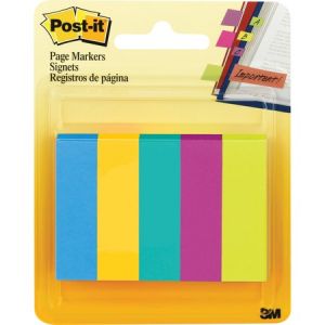Post-it Page Markers, Assorted Colors , 1/2 in x 2 in