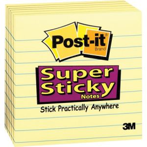 Post-it Super Sticky Notes, 4 in x 4 in, Canary Yellow, Lined