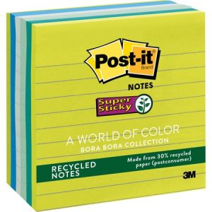 Post-it Super Sticky 4x6 Bora Bora Lined Notes