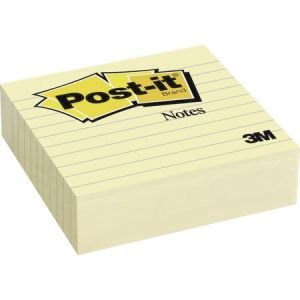 Post-it Notes, 4 in x 4 in, Canary Yellow, Lined