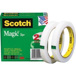 Scotch Magic Tape, 1/2" x 2,592", 2 Boxes/Pack, 3" Core