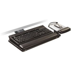 3M Sit/Stand Easy Adjust Keyboard Tray, Adj Platform, Gel Wrists, Precise Mouse Pad