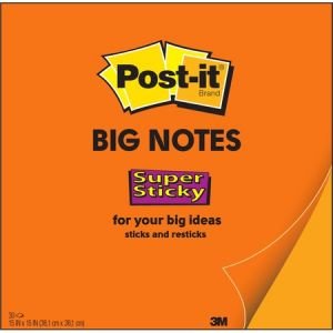 Post-it Post-it Super Sticky Big Note, 15 in. x 15 in., Neon Orange