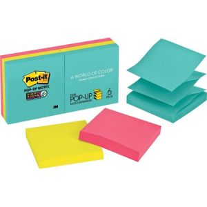 Post-it Super Sticky Pop-up Notes, 3" x 3", Miami Collection