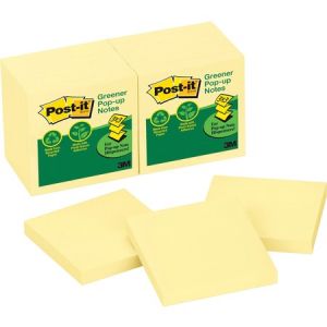 Post-it Greener Pop-up Notes, 3"x 3", Canary Yellow