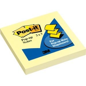Post-it Pop-up Dispenser Notes, 3"x 3", Canary Yellow