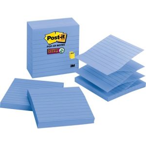Post-it Super Sticky Pop-up Notes, 4"x 4", Periwinkle, Lined