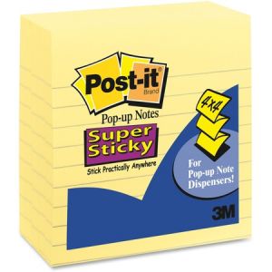 Post-it Super Sticky Pop-up Notes, 4 in x 4 in, Canary Yellow, Lined