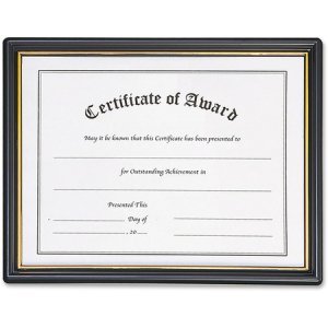 Nu-Dell Plastic Framed Award Certificate