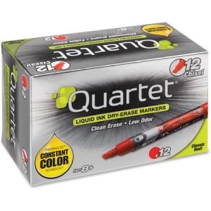 Quartet EnduraGlide Dry-Erase Markers, Chisel Tip, Red, 12 Pack