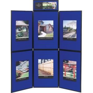 Quartet Show-It! 6-Panel Display System, 6  x 6 , Double-sided, Blue/Gray