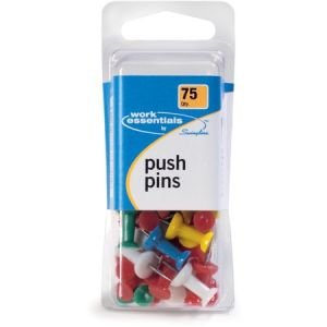 ACCO Push Pins, Assorted Colors, 75/Box