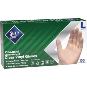 Safety Zone Powder Free Clear Vinyl Gloves