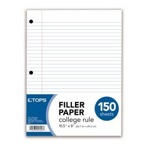 Wholesale Filler Paper: Discounts on Filler Paper, 10-1/2" x 8-1/2", College Rule, 150 SH/PK TOP62328