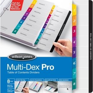 Wilson Jones MultiDex Pro Dividers, 8-Tab Set, Multicolor Tabs