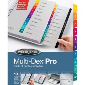 Wilson Jones MultiDex Pro Dividers, 10-Tab Set, Multicolor Tabs