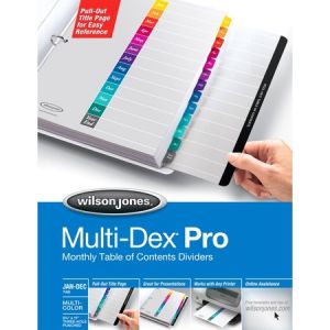 Wilson Jones MultiDex Pro Dividers, Jan. - Dec. Tab Index, Multicolor Tabs
